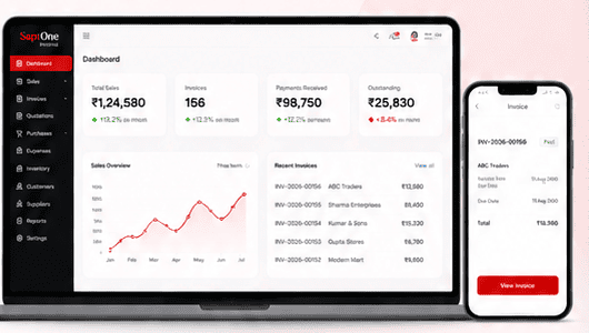 SaptOne Invoice on desktop and mobile